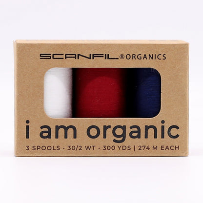 SCANFIL® 30wt Organic Pima Cotton Thread Trio Set - 3ct 300yd Spools - Patriotic