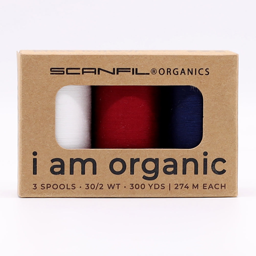 SCANFIL® 30wt Organic Pima Cotton Thread Trio Set - 3ct 300yd Spools - Patriotic