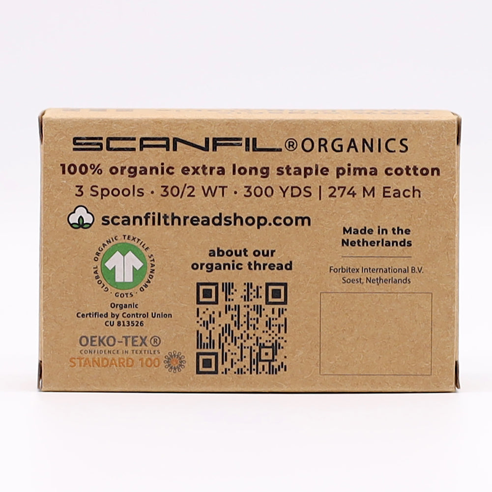 SCANFIL® 30wt Organic Pima Cotton Thread Trio Set - 3ct 300yd Spools - Denim Blues - Folded