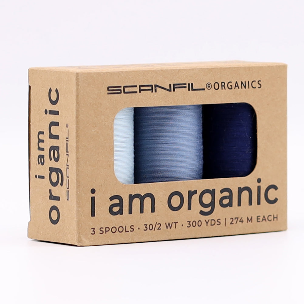 SCANFIL® 30wt Organic Pima Cotton Thread Trio Set - 3ct 300yd Spools - Denim Blues - Full - Image 9 of 9