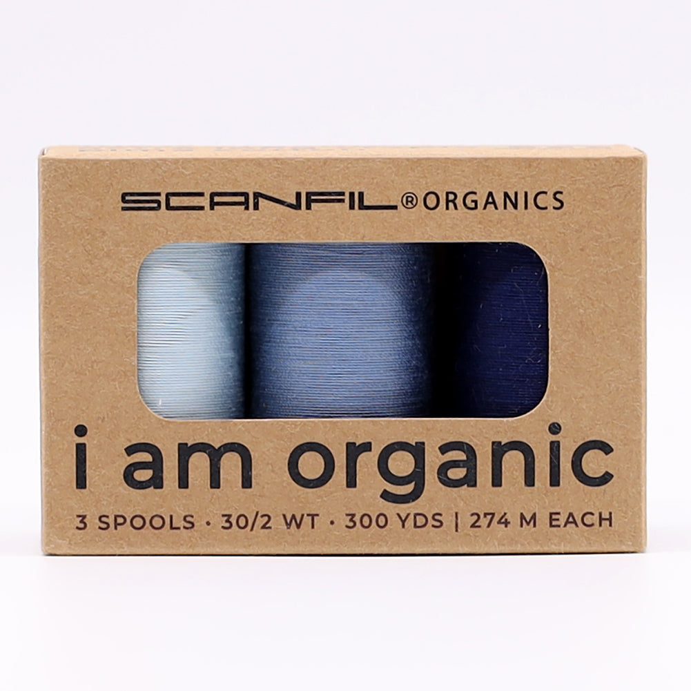 SCANFIL® 30wt Organic Pima Cotton Thread Trio Set - 3ct 300yd Spools - Denim Blues - Drape - Image 6 of 9