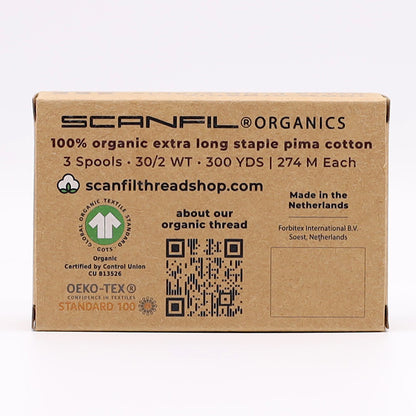 SCANFIL® 30wt Organic Pima Cotton Thread Trio Set - 3ct 300yd Spools - Sunshine Yellows Folded