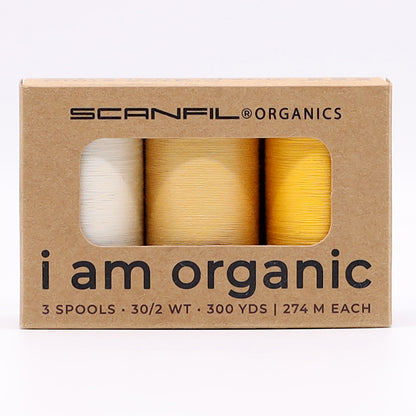 SCANFIL® 30wt Organic Pima Cotton Thread Trio Set - 3ct 300yd Spools - Sunshine Yellows Drape