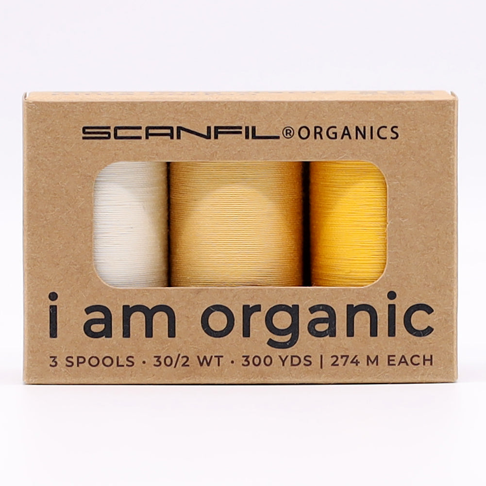 SCANFIL® 30wt Organic Pima Cotton Thread Trio Set - 3ct 300yd Spools - Sunshine Yellows