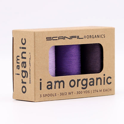 SCANFIL® 30wt Organic Pima Cotton Thread Trio Set - 3ct 300yd Spools - Cool Purples