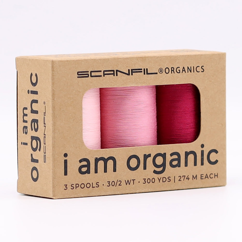 SCANFIL® 30wt Organic Pima Cotton Thread Trio Set - 3ct 300yd Spools - Pretty Pinks - Full