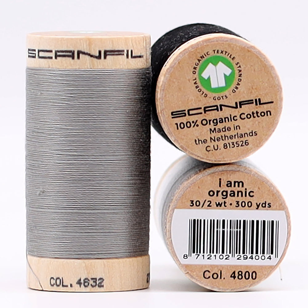 SCANFIL® 30wt Organic Pima Cotton Thread Trio Set - 3ct 300yd Spools - Achromatics Full