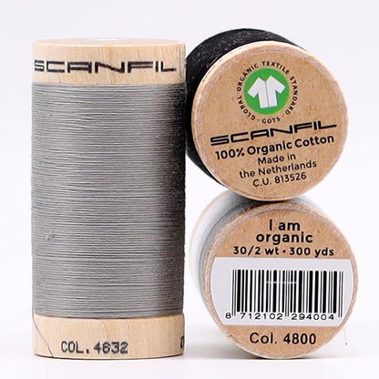 SCANFIL® 30wt Organic Pima Cotton Thread Trio Set - 3ct 300yd Spools - Achromatics Full