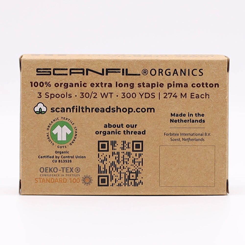 SCANFIL® 30wt Organic Pima Cotton Thread Trio Set - 3ct 300yd Spools - Earthy Browns - Folded