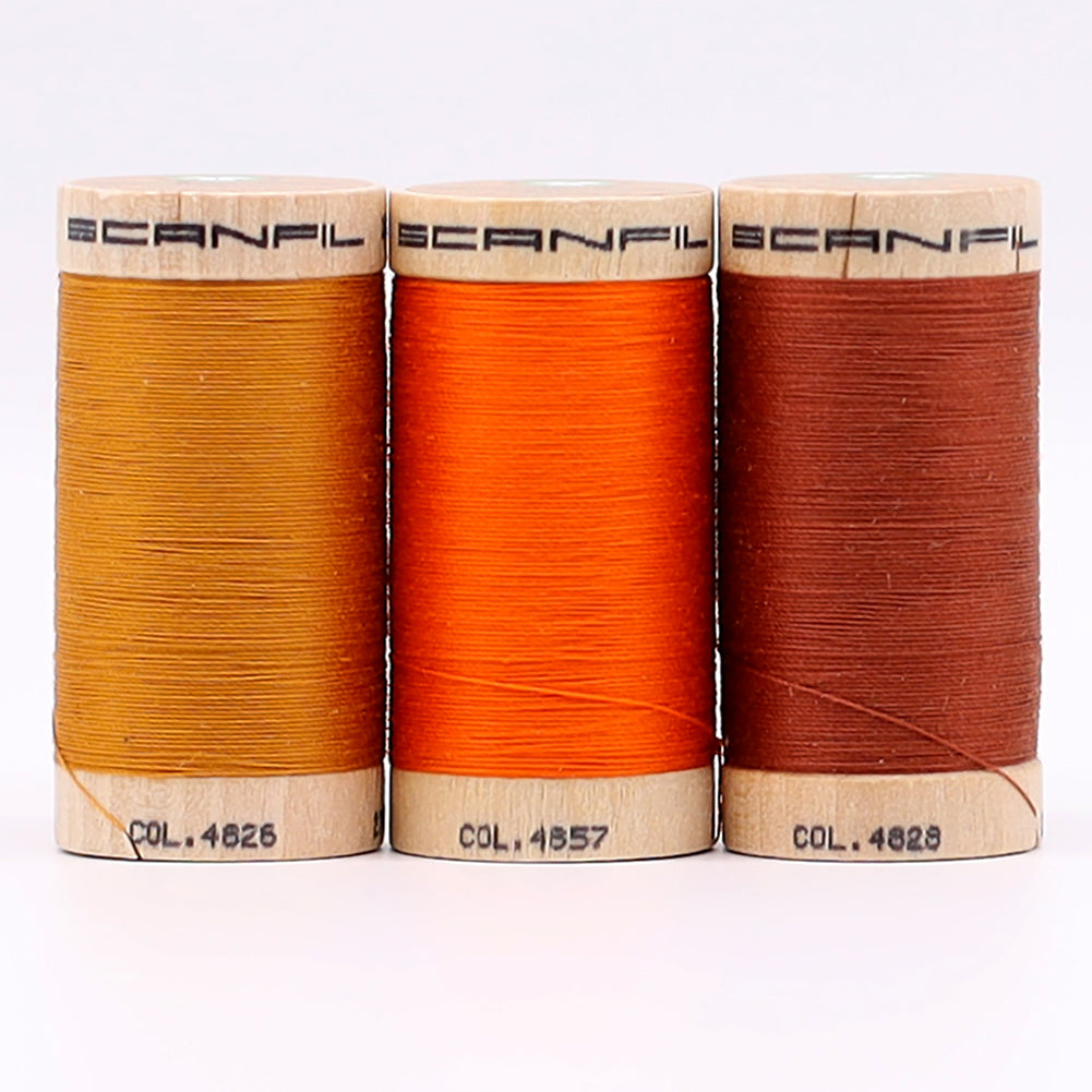 SCANFIL® 30wt Organic Pima Cotton Thread Trio Set - 3ct 300yd Spools - Harvest Hues - Detail