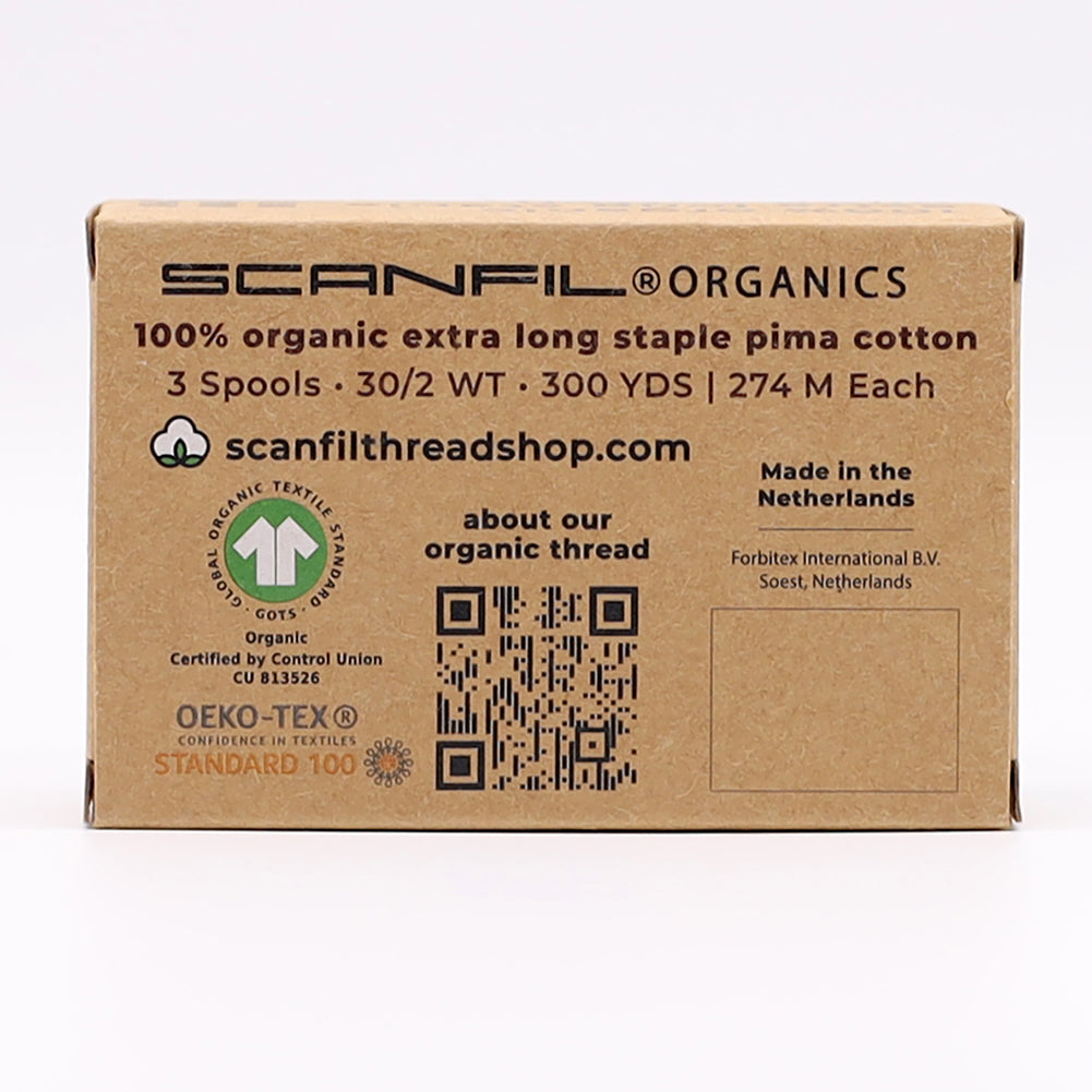 SCANFIL® 30wt Organic Pima Cotton Thread Trio Set - 3ct 300yd Spools - Foresty Greens Folded