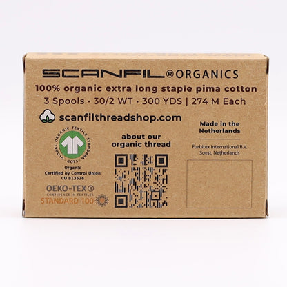 SCANFIL® 30wt Organic Pima Cotton Thread Trio Set - 3ct 300yd Spools - Foresty Greens Folded