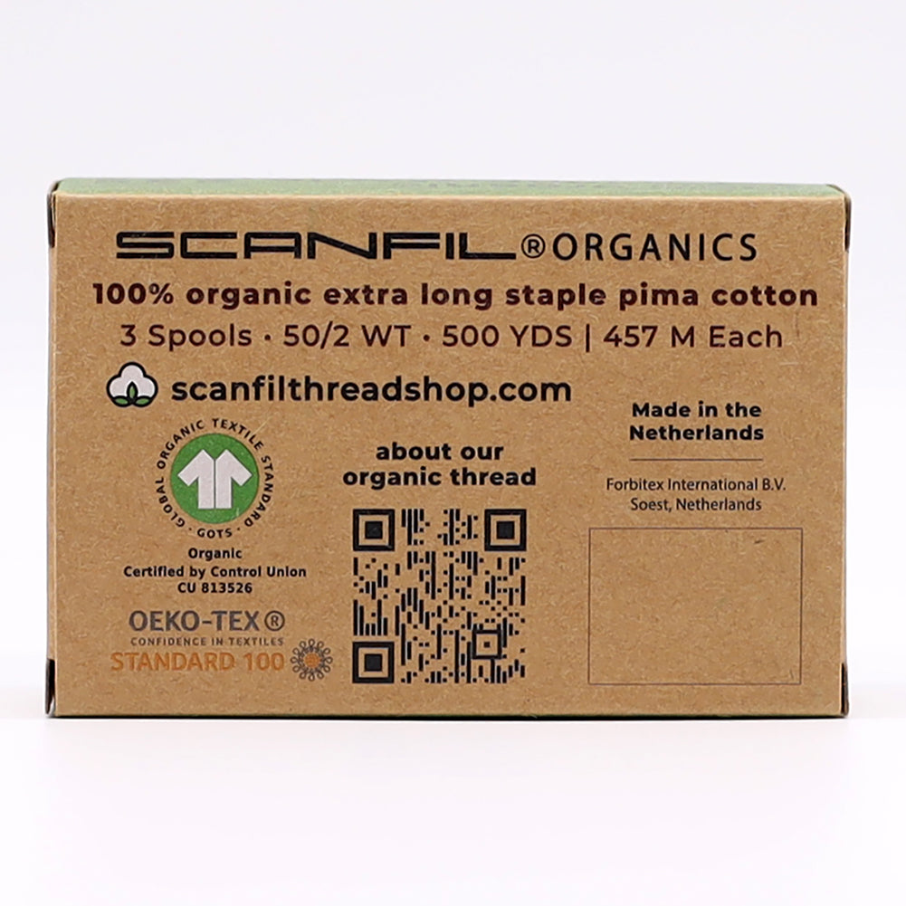 SCANFIL® 50wt Organic Pima Cotton Thread Trio Set - 3ct 500yd Spools - Holiday Folded
