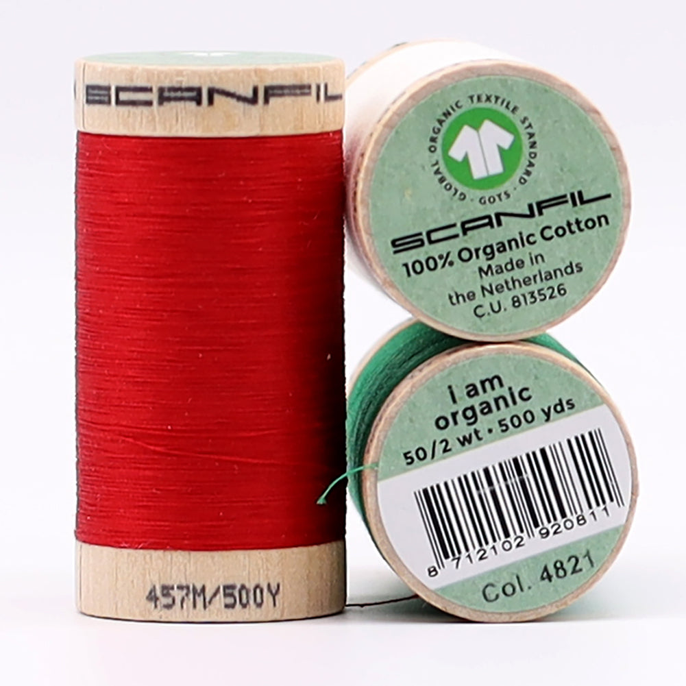 SCANFIL® 50wt Organic Pima Cotton Thread Trio Set - 3ct 500yd Spools - Holiday Full