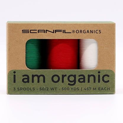 SCANFIL® 50wt Organic Pima Cotton Thread Trio Set - 3ct 500yd Spools - Holiday