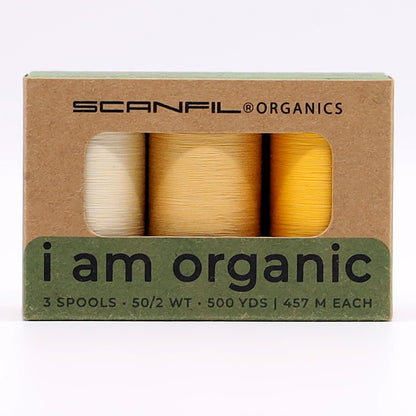 SCANFIL® 50wt Organic Pima Cotton Thread Trio Set - 3ct 500yd Spools - Sunshine Yellows