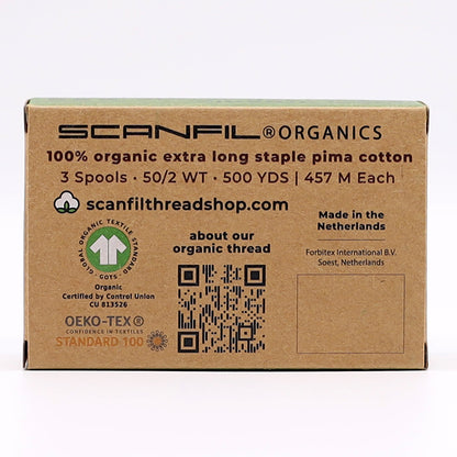 SCANFIL® 50wt Organic Pima Cotton Thread Trio Set - 3ct 500yd Spools - Pretty Pinks