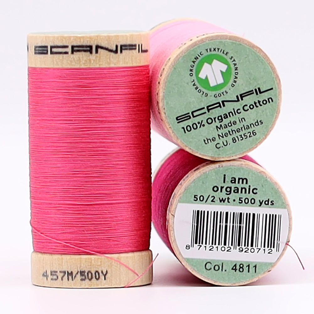 SCANFIL® 50wt Organic Pima Cotton Thread Trio Set - 3ct 500yd Spools - Pretty Pinks - Full - Image 7 of 9