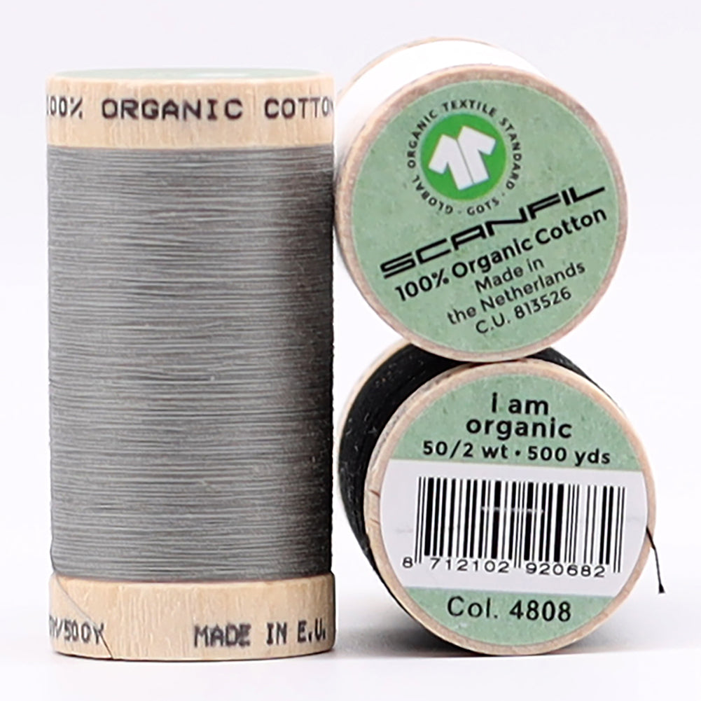SCANFIL® 50wt Organic Pima Cotton Thread Trio Set - 3ct 500yd Spools - Achromatics - Full - Image 4 of 6