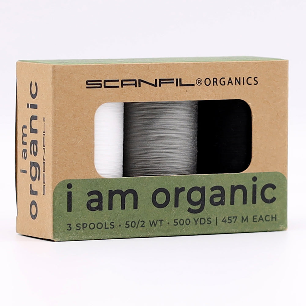 SCANFIL® 50wt Organic Pima Cotton Thread Trio Set - 3ct 500yd Spools - Achromatics - Full - Image 6 of 6