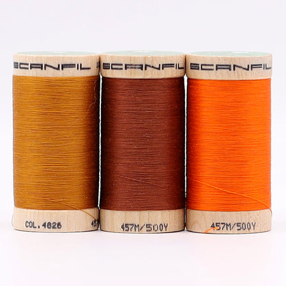 SCANFIL® 50wt Organic Pima Cotton Thread Trio Set - 3ct 500yd Spools - Harvest Hues Folded