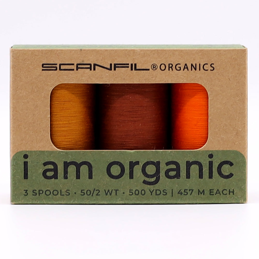 SCANFIL® 50wt Organic Pima Cotton Thread Trio Set - 3ct 500yd Spools - Harvest Hues - Drape