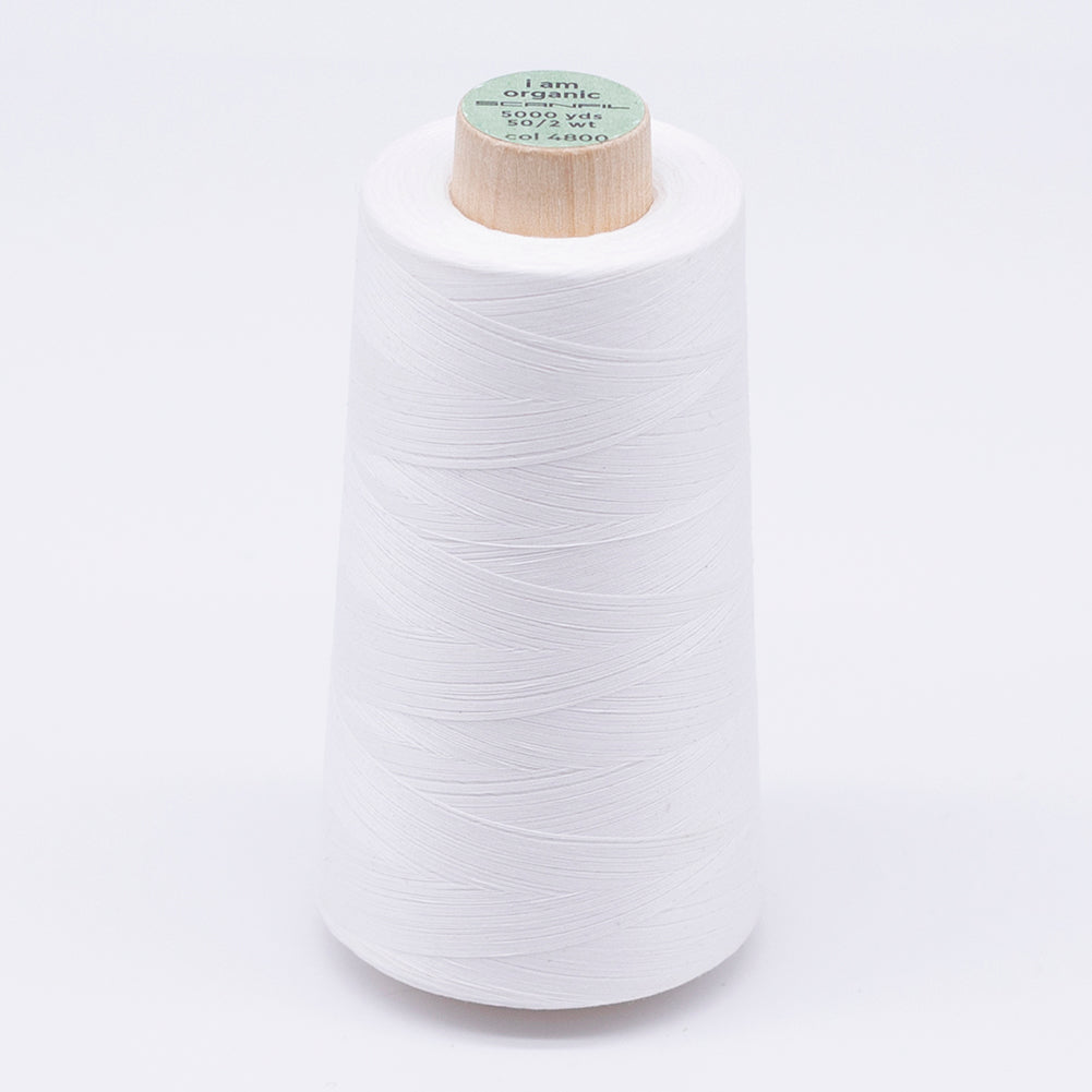 SCANFIL® 50wt Organic Pima Cotton Thread 5000 yd Cones - 4800 Bright White