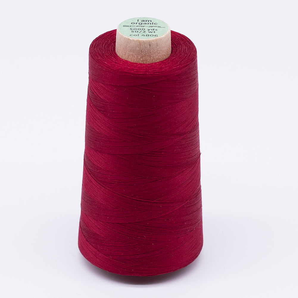 SCANFIL® 50wt Organic Pima Cotton Thread 5000 yd Cones - 4806 Crimson