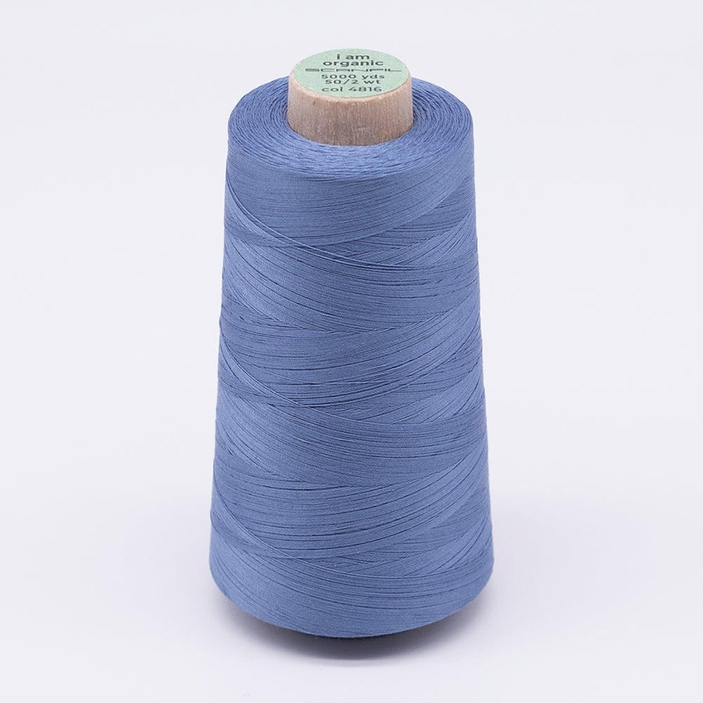 SCANFIL® 50wt Organic Pima Cotton Thread 5000 yd Cones - 4816 Blue Shadow