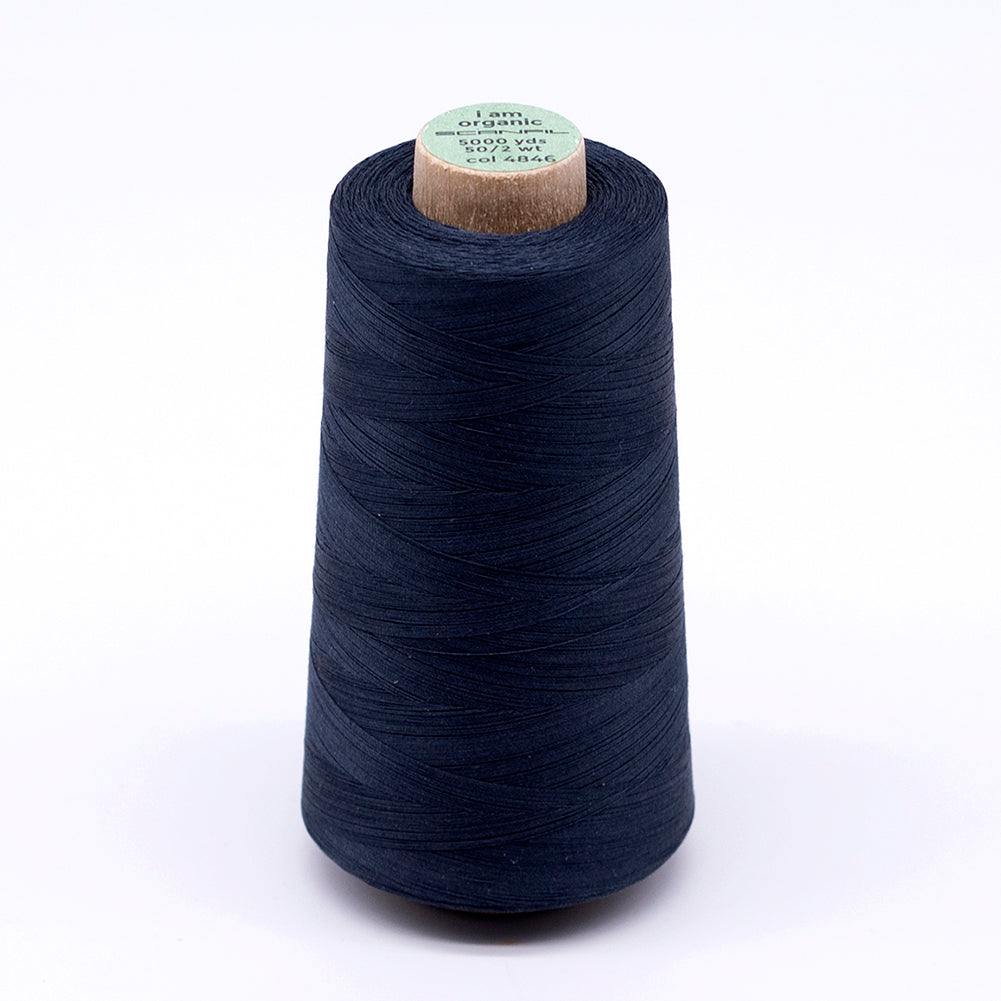 SCANFIL® 50wt Organic Pima Cotton Thread 5000 yd Cones - 4846 Midnight Navy