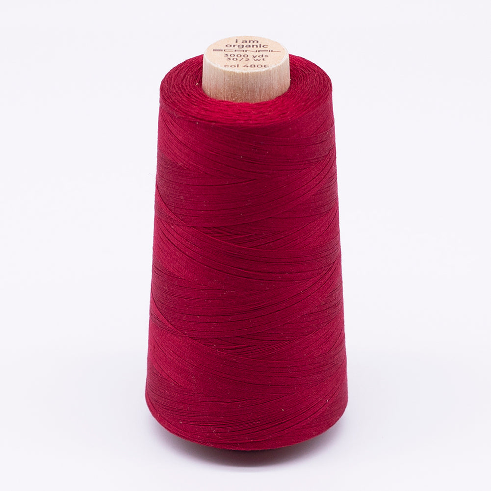 Scintex Thread SCANFIL® 30wt Organic Pima Cotton Thread 3000 yd Cone - 4806 Crimson