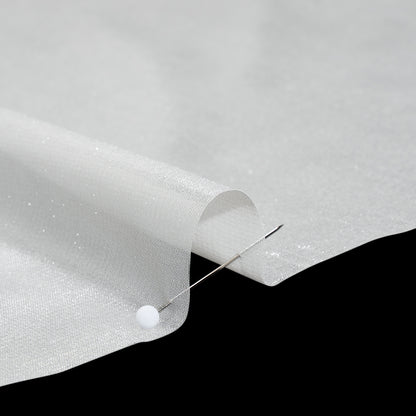 Liquid Sheen Metallic Polyester Chiffon - Silver on White - Liquid Sheen Chiffon Collection Full