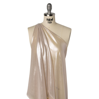Liquid Sheen Metallic Polyester Chiffon - Silver on Pink - Liquid Sheen Chiffon Collection