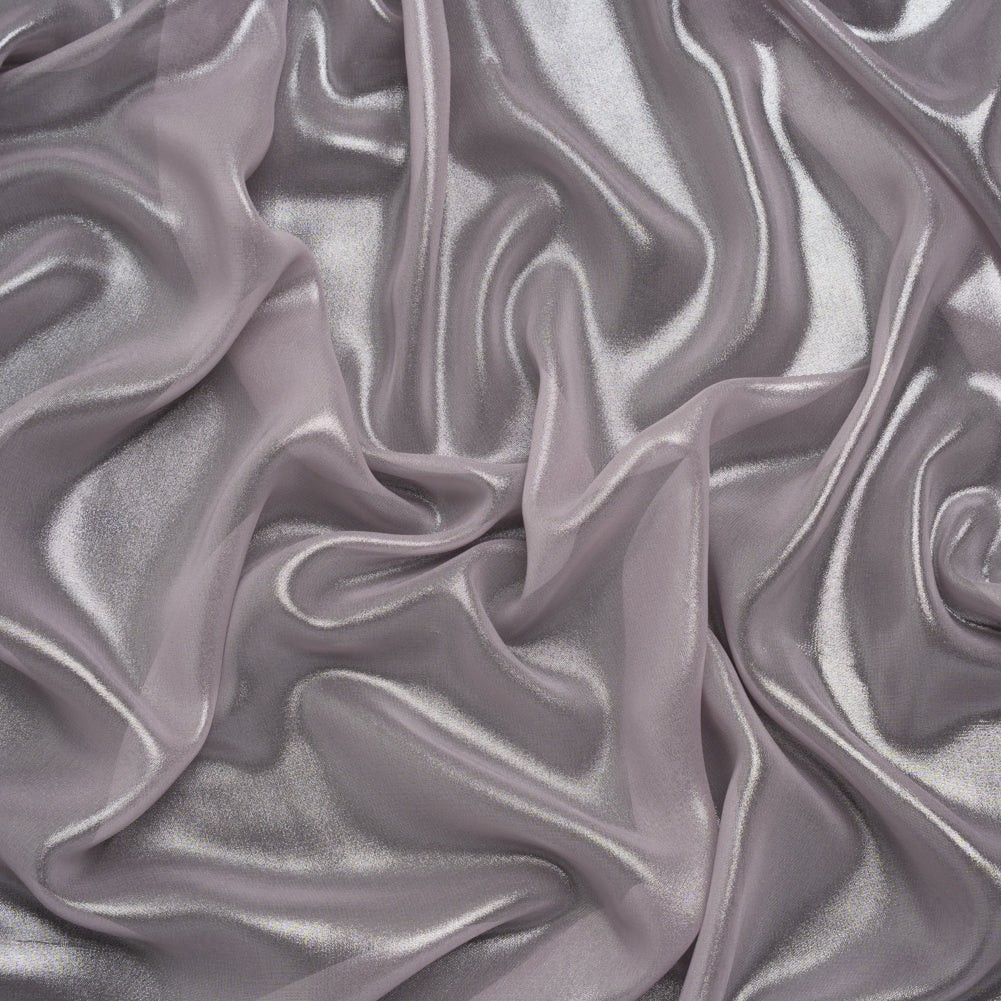 Liquid Sheen Metallic Polyester Chiffon - Silver on Lavender - Liquid Sheen Chiffon Collection