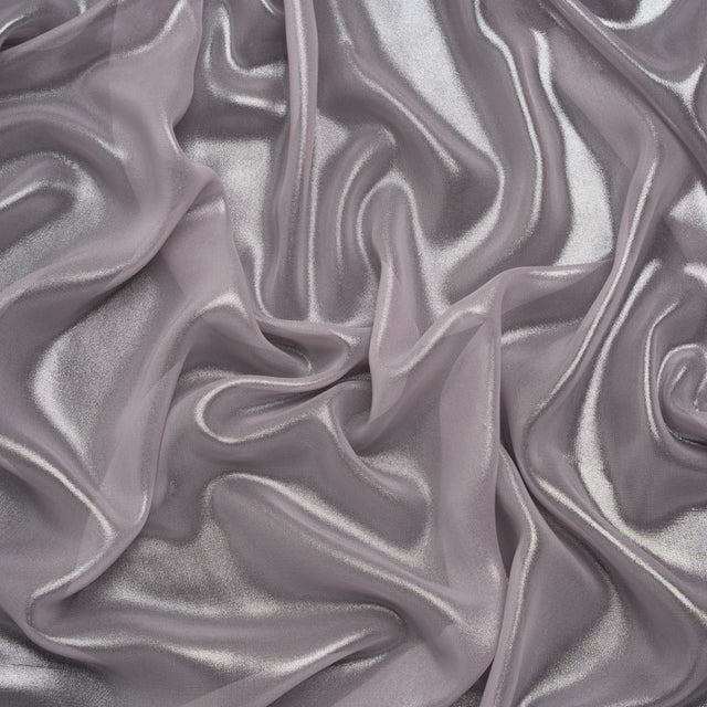Liquid Sheen Metallic Polyester Chiffon - Silver on Lavender - Liquid Sheen Chiffon Collection
