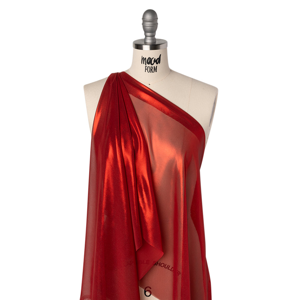 Liquid Sheen Metallic Polyester Chiffon - Red on Red - Liquid Sheen Chiffon Collection Folded