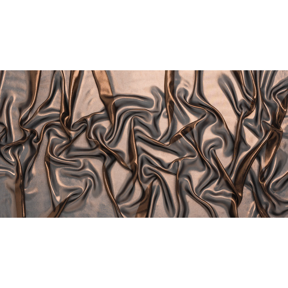 Liquid Sheen Metallic Polyester Chiffon - Copper on Black - Liquid Sheen Chiffon Collection - Full - Image 6 of 7