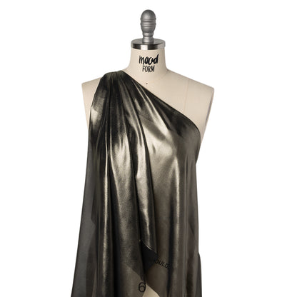 Liquid Sheen Metallic Polyester Chiffon - Gold on Black - Liquid Sheen Chiffon Collection