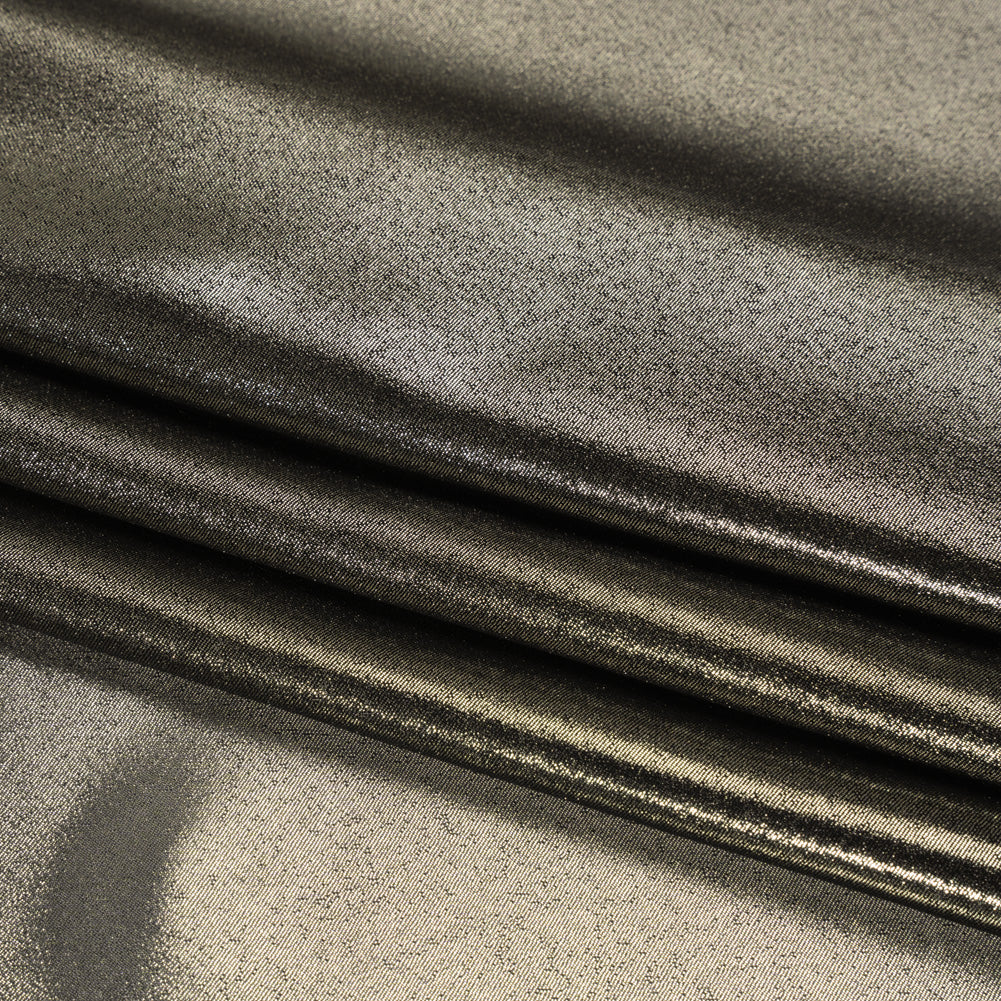 Liquid Sheen Metallic Polyester Chiffon - Gold on Black - Liquid Sheen Chiffon Collection