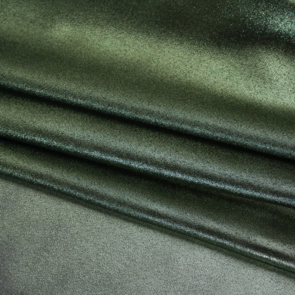 Liquid Sheen Metallic Polyester Chiffon - Green on Black - Liquid Sheen Chiffon Collection Detail