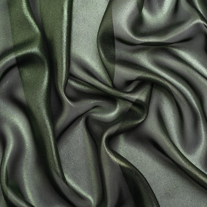 Liquid Sheen Metallic Polyester Chiffon - Green on Black - Liquid Sheen Chiffon Collection Drape