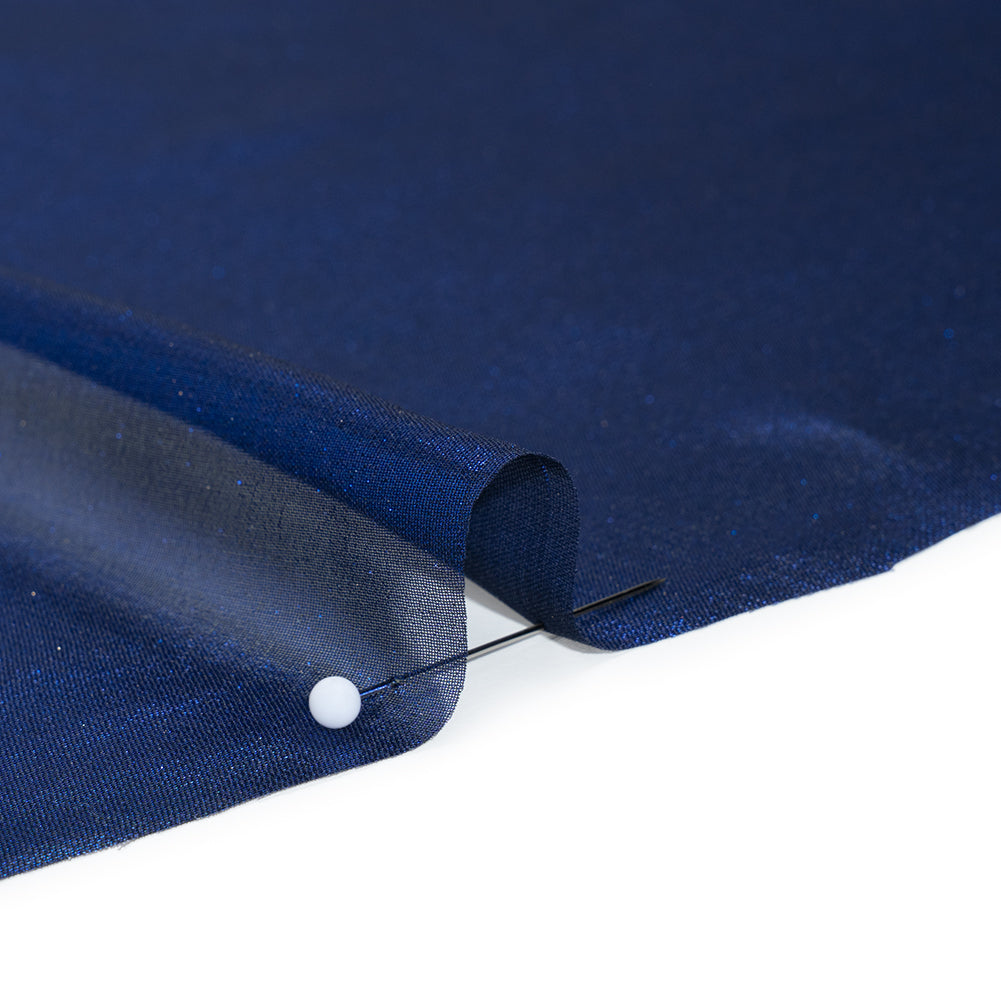 Liquid Sheen Metallic Polyester Chiffon - Navy on Black - Liquid Sheen Chiffon Collection Full