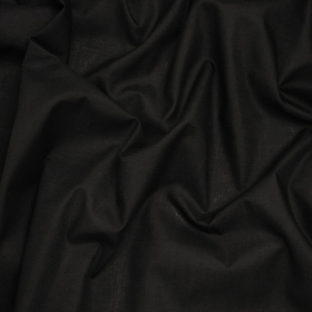 Lightweight Polyester and Cotton Woven Interlining - Black - Deadstock
