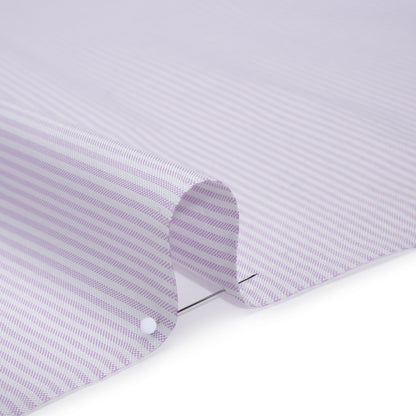 Cotton Oxford Shirting - Pale Lavender and White Candy Stripes - Designer Deadstock Detail