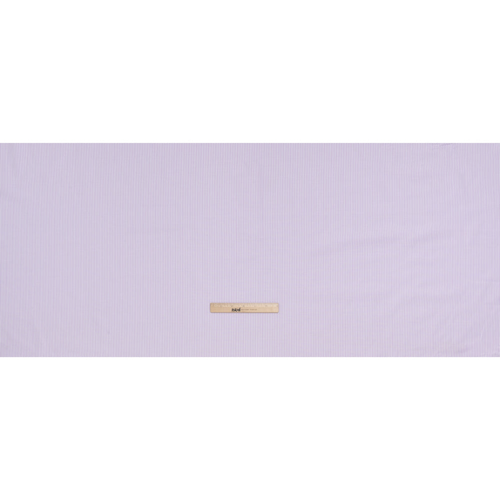 Cotton Oxford Shirting - Pale Lavender and White Candy Stripes - Designer Deadstock - Full