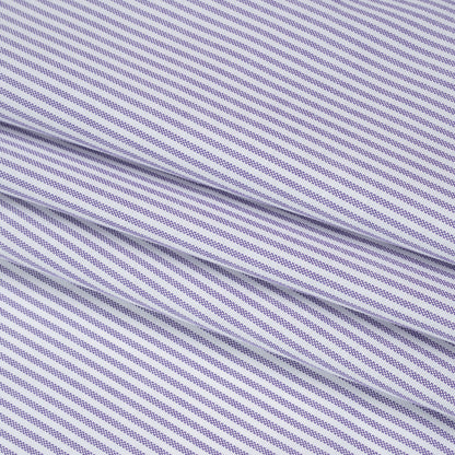 Cotton Oxford Shirting - Violet and White Candy Stripes - Deadstock