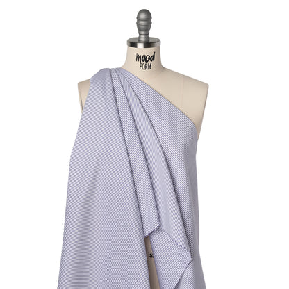 Cotton Oxford Shirting - Violet and White Candy Stripes - Deadstock