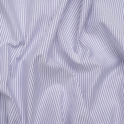 Cotton Oxford Shirting - Violet and White Candy Stripes - Deadstock