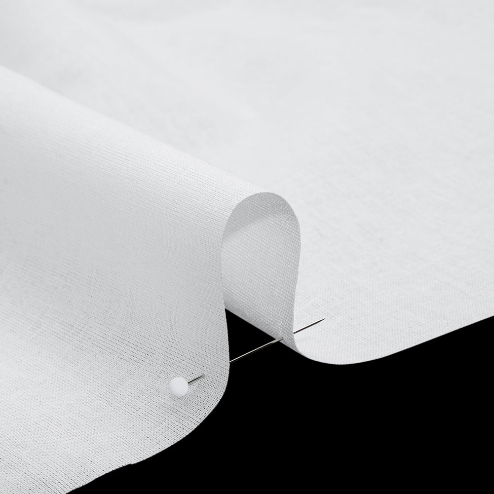 Stiff Woven Cotton Fusible Interlining - White - Deadstock Detail