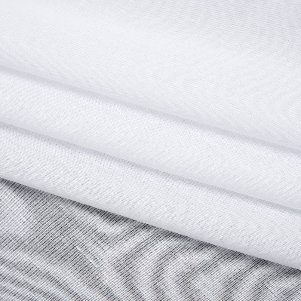 Lightweight Cotton Fusible Woven Interlining - White - Deadstock Folded